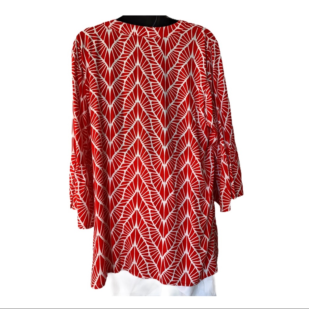 Escapada Red and White Relaxed Fit Top Size Large - Picture 4 of 7